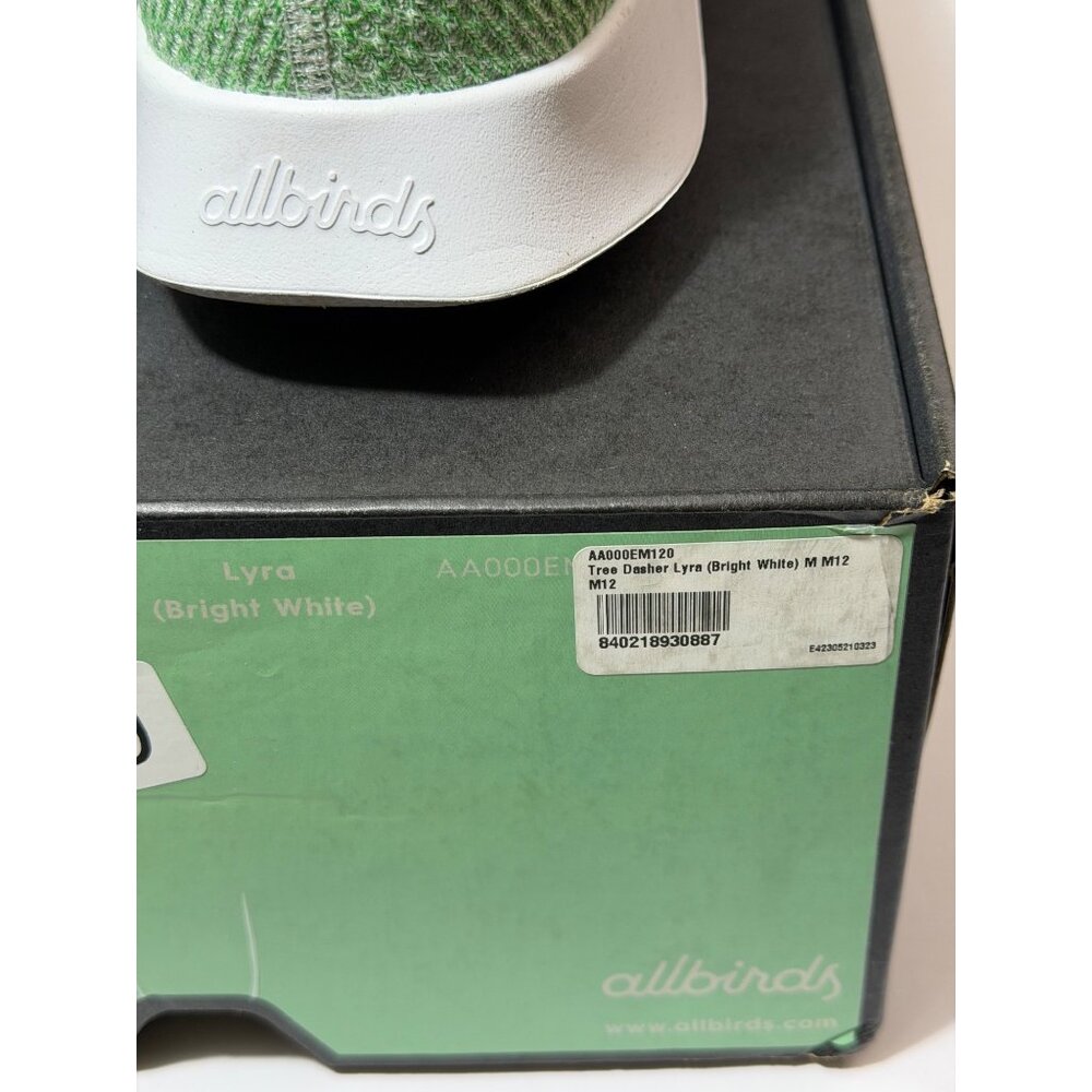 NWB Allbirds Tree Dasher Running Shoes Lyra Bright White Size M12 - Picture 6 of 7